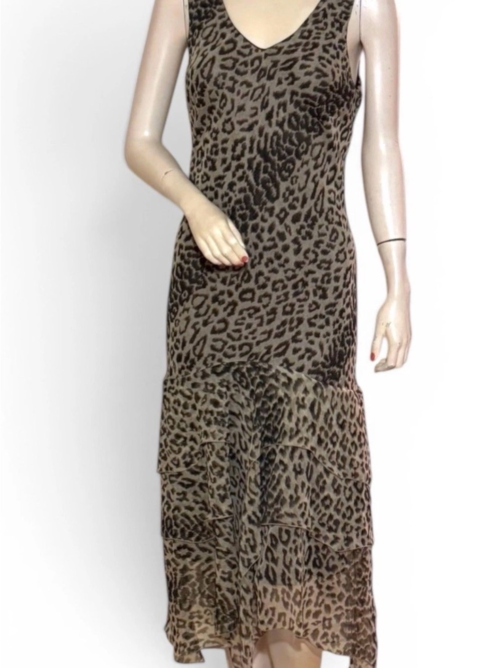 Vintage Casual Corner Leopard Print Lined Chiffon Dress Sz 10